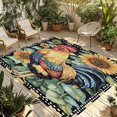 thumbnail image 1 of Fsddascl Vintage Sunflower Rooster Outdoor Rug for Patio/Deck/Porch, Non-Slip Large Area Rug 4 x 6 Ft, Farmhouse Watercolor Yellow Plaid Indoor Outdoor Rugs Washable Area Rugs, Camping Rug Carpet, 1 of 5