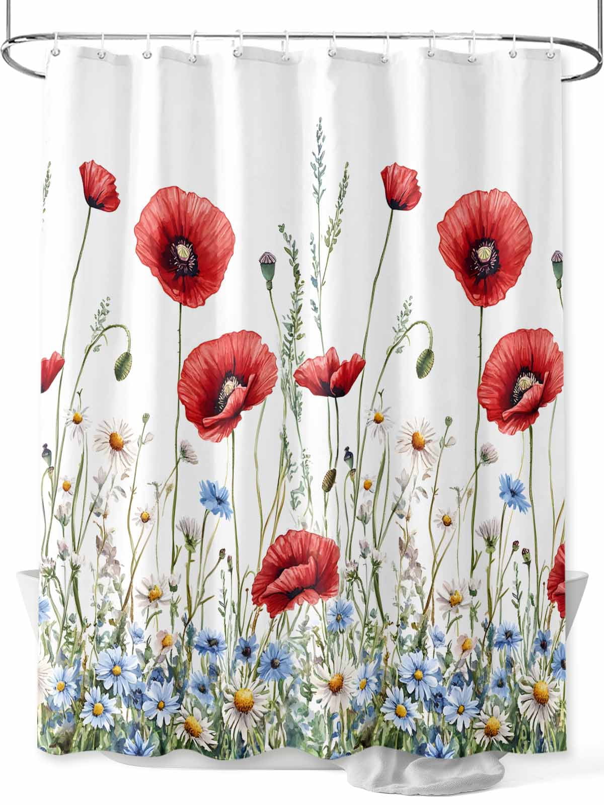 Fsddascl Watercolor Flower Shower Curtain Set - 54" x 78" Washable