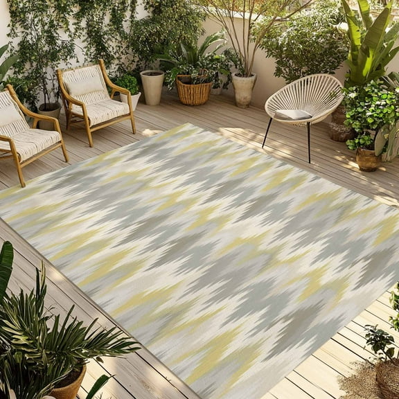 Fsddascl Watercolor Geometric Outdoor Rug for Patio/Deck/Porch, Non-Slip Large Area Rug 4 x 6 Ft, Southwest Ethnic Country Indoor Outdoor Rugs Washable Area Rugs, Reversible Camping Rug Carpet