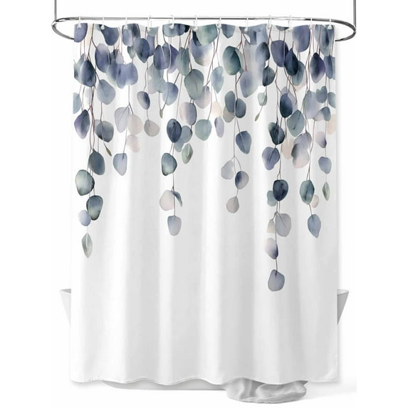 Fsddascl Watercolor Leaves Shower Curtain Set - Extra Long 72" x 96" Washable Bathtub Curtain with 12 Hooks, Simple Rustic Spring Botanical Vines Waterproof Fabric Stall Shower Curtains for Bathroom