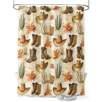 Fsddascl Western Cowboy Shower Curtain Set - 36" x 78" Washable Bathtub Curtain with 12 Hooks, Vintage Brown Desert Botanical Waterproof Fabric Stall Shower Curtains for Bathroom/Bathtub Décor