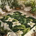 thumbnail image 1 of Fsddascl White Lily Flower Outdoor Rug for Patio/Deck/Porch, Non-Slip Large Area Rug 4 x 6 Ft, Tropical Bloom Floral Green Leaf Indoor Outdoor Rugs Washable Area Rugs, Reversible Camping Rug Carpet, 1 of 5