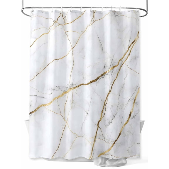 Fsddascl White Marble Pattern Shower Curtain Set - 54" x 78" Washable Bathtub Curtain with 12 Hooks, Minimalism Abstract Texture Art Waterproof Fabric Stall Shower Curtains for Bathroom/Bathtub