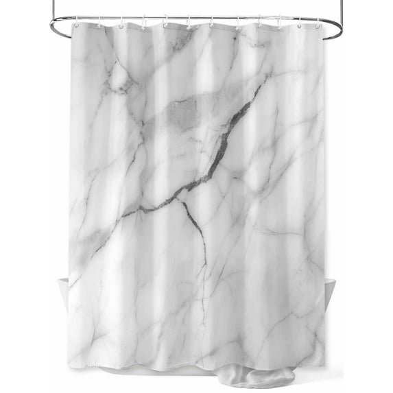 Fsddascl White Marble Shower Curtain Set - 72" x 78" Washable Bathtub Curtain with 12 Hooks, Modern Geometric Abstract Minimalist Crack Waterproof Fabric Stall Shower Curtains for Bathroom/Bathtub