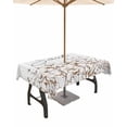 thumbnail image 1 of Fsddascl White Spring Floral Outdoor Tablecloth - 60x120 Inch Rectangle Dining Table Cover, Vintage Watercolor Flowers Wooden Waterproof Outdoor Table Cloth with Umbrella Hole & Zipper for Patio, 1 of 7