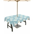 thumbnail image 1 of Fsddascl White Teal Daisy Outdoor Tablecloth - 54x80 Inch Rectangle Dining Table Cover, Spring Summer Floral Botanical Waterproof Outdoor Table Cloth with Umbrella Hole & Zipper for Picnic/Patio, 1 of 7