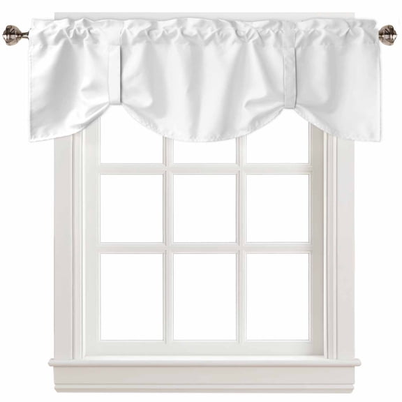 Fsddascl White Tie Up Valance Curtains for Windows, Kitchen Curtains Window Treatments, Modern Simple White Backdrop Short Window Shades Valances for Bedroom Bathroom Cafe 42"x12"
