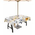 thumbnail image 1 of Fsddascl Yellow Floral Spring Outdoor Tablecloth - 60x84 Inch Rectangle Dining Table Cover, Elegant Gray Summer Botanical Waterproof Outdoor Table Cloth with Umbrella Hole & Zipper for Picnic/Patio, 1 of 7