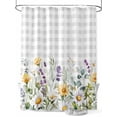 thumbnail image 1 of Fsddascl Yellow Flower Shower Curtain Set - Small 36" x 72" Washable Bathtub Curtain with 12 Hooks, Country Eucalyptus Lavender Daisy Plaid Grey Waterproof Fabric Stall Shower Curtains for Bathroom, 1 of 6