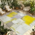thumbnail image 1 of Fsddascl Yellow Outdoor Rug for Patio/Deck/Porch, Non-Slip Large Area Rug 6 x 9 Ft, Modern Geometric Grey Oil Painting Abstract Indoor Outdoor Rugs Washable Area Rugs, Reversible Camping Rug Carpet, 1 of 5