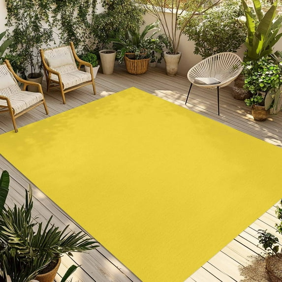 Fsddascl Yellow Outdoor Rug for Patio/Deck/Porch, Non-Slip Large Area Rug 6 x 9 Ft, Pure Yellow Indoor Outdoor Rugs Washable Area Rugs, Reversible Camping Rug Carpet Runner