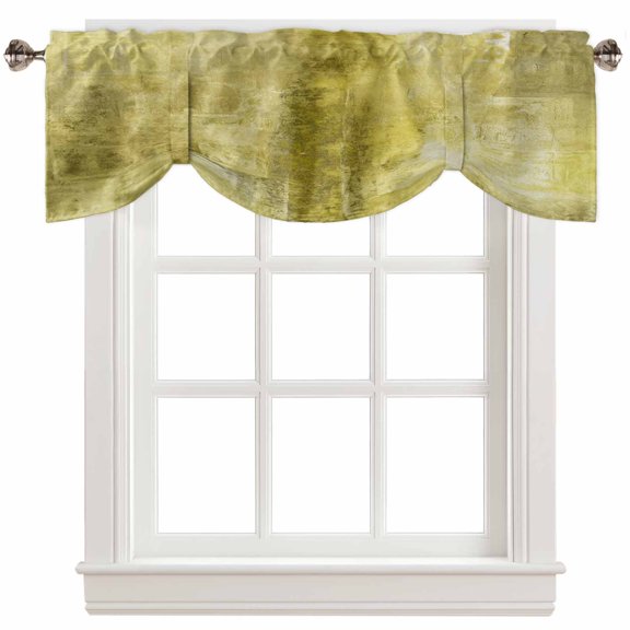 Fsddascl Yellow Tie Up Valance Curtains for Windows, Kitchen Curtains Window Treatments, Retro Oil Painting Modern Abstract Art Aesthetics Short Window Shades Valances for Bedroom Bathroom 42"x12"