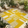thumbnail image 1 of Fsddascl Yellow White Abstract Outdoor Rug for Patio/Deck/Porch, Non-Slip Large Area Rug 4 x 6 Ft, Modern Abstract Art Indoor Outdoor Rugs Washable Area Rugs, Reversible Camping Rug Carpet Runner, 1 of 5