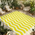 thumbnail image 1 of Fsddascl Yellow White Outdoor Rug for Patio/Deck/Porch, Non-Slip Large Area Rug 6 x 9 Ft, Modern Abstract Waves Water Ripple Striped Indoor Outdoor Rugs Washable Area Rugs, Camping Rug Carpet, 1 of 5
