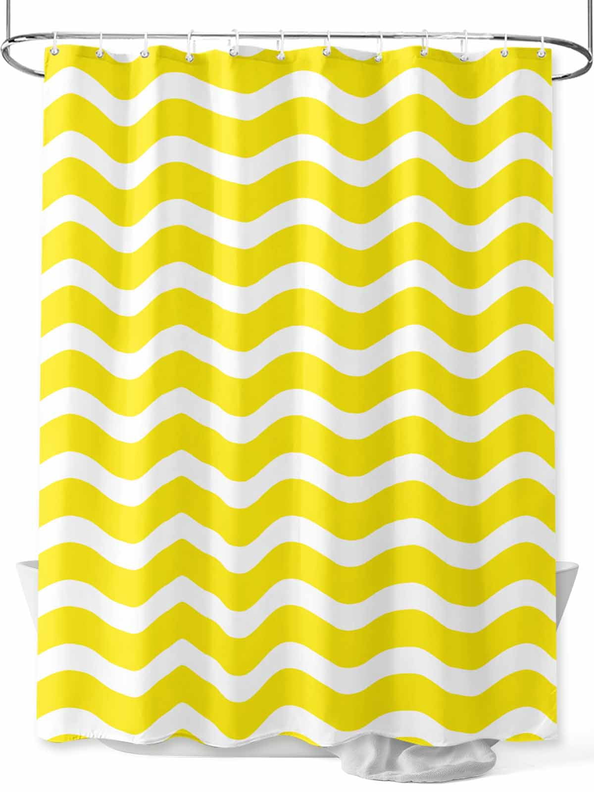 Yellow And White Shower Curtain