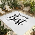thumbnail image 1 of Fsddascl You Are The Best Outdoor Rug for Patio/Deck/Porch, Non-Slip Large Area Rug 6 x 9 Ft, Black Words Indoor Outdoor Rugs Washable Area Rugs, Reversible Camping Rug Carpet Runner, 1 of 5