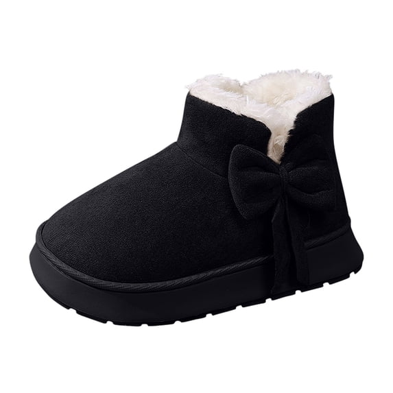 Fsgntruao Ankle Boots for Women Platform Casual Winter Versatile Cute Bow Thick-Soled Warm Snow Boots Outsole Outdoor