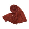 thumbnail image 1 of Fsgntruao Chiffon Sheer Scarf for Women Breathable Solid Color Pearl Trim Wrap Shawl Headscarf Orange,Free Size, 1 of 4