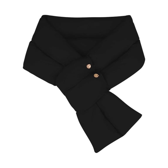 Fsgntruao Double Button Scarf for Women Winter Warm Neck Wrap Adjustable Closure Windproof Outdoor Wear Black,Free Size