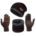 thumbnail image 1 of Fsgntruao European Knit Hat Scarf Gloves Set for Women Winter Thick Warm 3-Piece Cold Weather Wear Brown,Free Size, 1 of 2