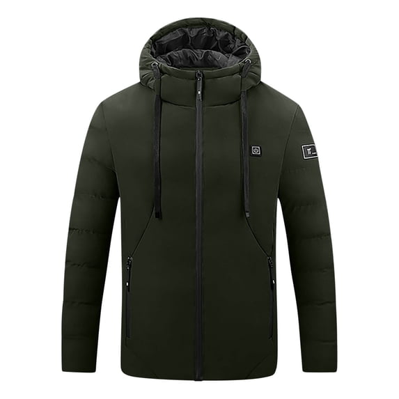Fsgntruao Heated Jacket for Women Unisex Usb Intelligent Constant Temperature Heated Windproof 9 Heating Zone Hooded Coat Army Green,XL
