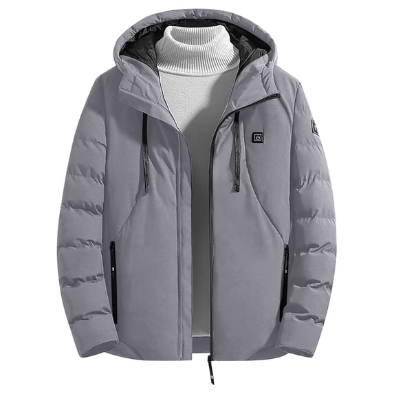 Fsgntruao Heated Jacket for Women Unisex Usb Intelligent Constant Temperature Heated Windproof 9 Heating Zone Hooded Coat Gray,XXL