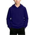 thumbnail image 1 of Fsgntruao Hoodie Pullover Sweatshirt for Kids Long Sleeve Solid Color Lightweight Top for Boys Girls Dark Blue,1-2 Years, 1 of 9