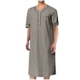 thumbnail image 1 of Fsgntruao Kaftan Thobe for Men V-Neck Solid Color Summer Casual Muslim Robe with Pockets Lightweight Breathable Gray,M, 1 of 6
