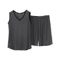 thumbnail image 1 of Fsgntruao Plus Size Pajama Set for Women Striped Sleeveless Tank Tops with Wide-Leg Shorts Casual Nightwear Sleepwear, 1 of 5