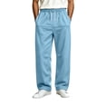 thumbnail image 1 of Fsgntruao Sweatpants for Men Wide-Leg Drawstring Elastic Waist Solid Color Casual Loose with Pocket Athletic Trousers Blue,L, 1 of 7
