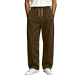 thumbnail image 1 of Fsgntruao Sweatpants for Men Wide-Leg Drawstring Elastic Waist Solid Color Casual Loose with Pocket Athletic Trousers Brown,XXL, 1 of 7