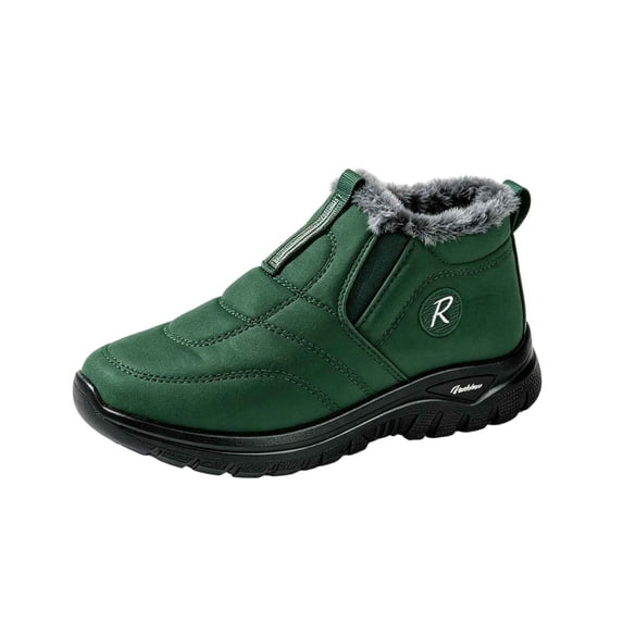 Fsgntruao Winter Boots for Women Casual Solid Color Thickened Velvet Outdoor Ankle Short Boot