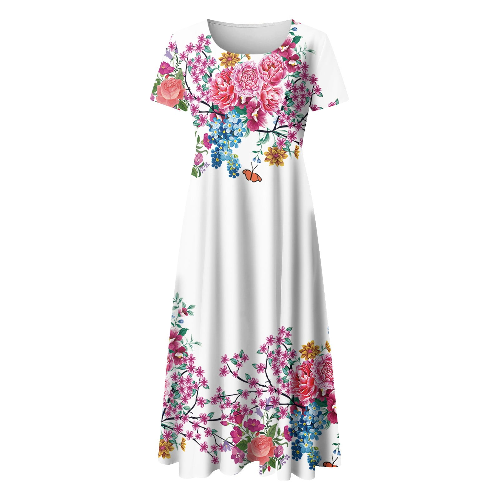 DUKAKII Women's Boho Sundress - Square Neck, Spaghetti Strap, Elastic Back Maxi Dress - View #9