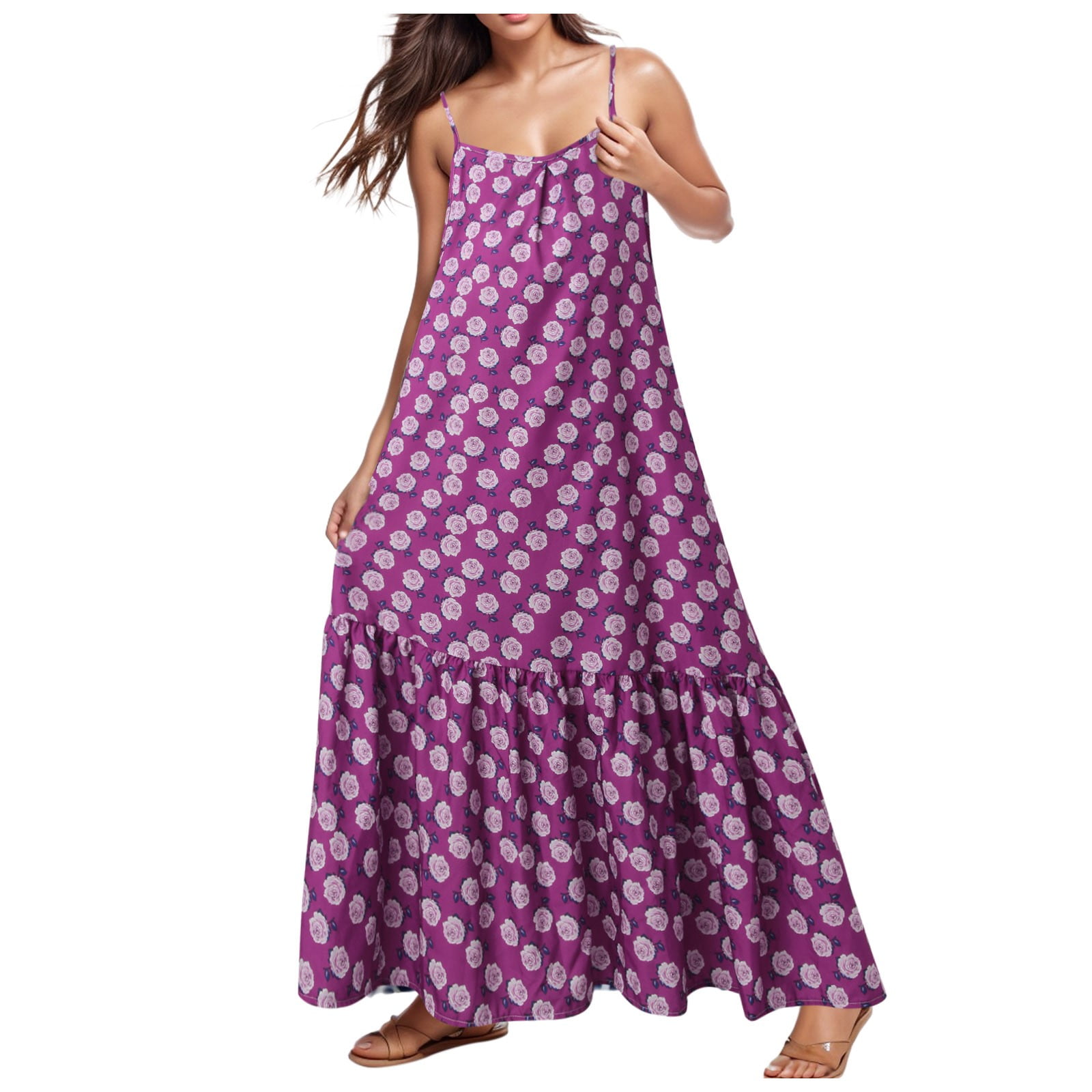 Lace up Halterneck Dress Casual Loose Vacation Large Swing Dress
