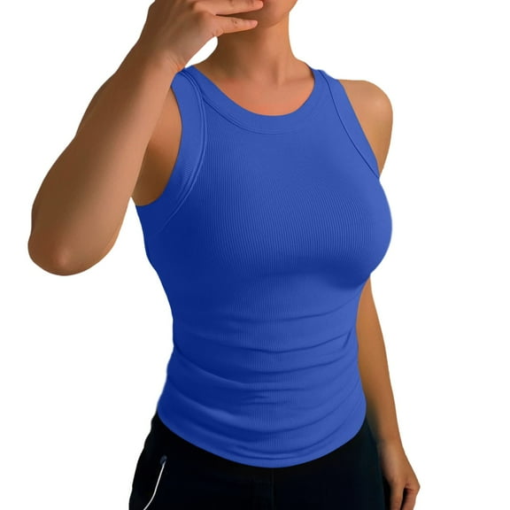 Fshinging 2025 Women Summer Tops Solid Color Sleeveless Backless Sport Casual Slim Trendy Clothes