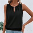 thumbnail image 1 of Fshinging 2026 Summer Fashion Tank Top for Women V Neck Keyhole Basic Solid Casual Sleeveless Regular Fit Plus Size Outfits Black L, 1 of 6