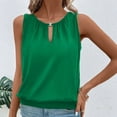 thumbnail image 1 of Fshinging 2026 Summer Fashion Tank Top for Women V Neck Keyhole Basic Solid Casual Sleeveless Regular Fit Plus Size Outfits Green L, 1 of 6