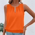 thumbnail image 1 of Fshinging 2026 Summer Fashion Tank Top for Women V Neck Keyhole Basic Solid Casual Sleeveless Regular Fit Plus Size Outfits Orange S, 1 of 6