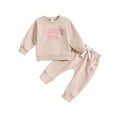 thumbnail image 1 of Fshinging 2Pcs Clothing Sets For Boy Autumn/Winter Long Sleeve Letter Hoodie Color Letter Printed Sweat Matching 2 Piece Set, 1 of 1