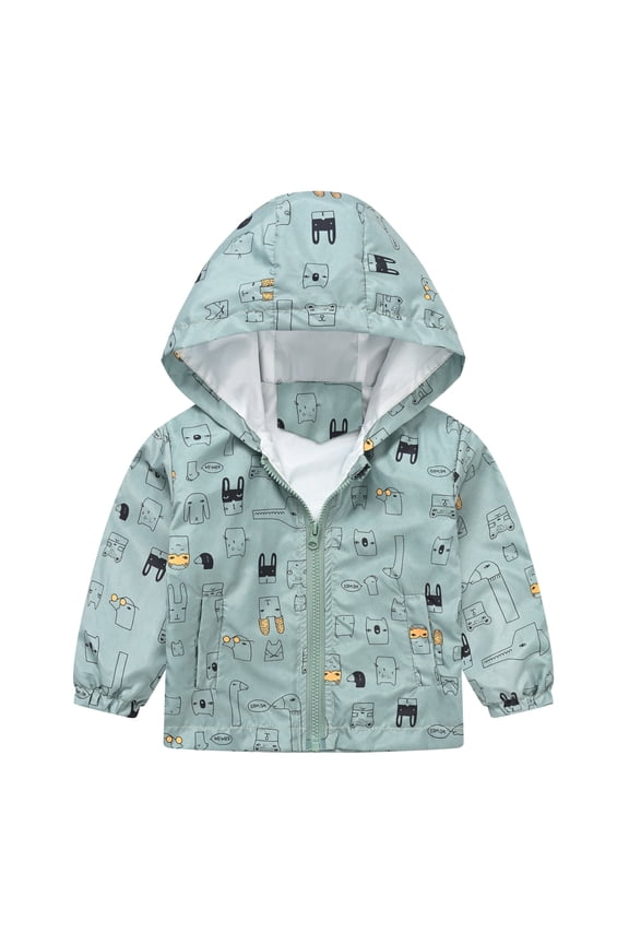 Baby Girls Hooded Coats & Jackets Colorful Graffiti Long Sleeve Cute Cartoon Dinosaur Flower Prints Zipper Kids Windbreaker Outerwear