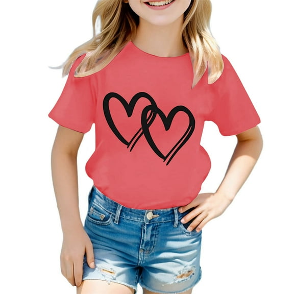 Fshinging Baby Girls T Shirts 2025 Tops Summmer Round Neck Short Sleeve Shirt Casual Blouses Size 6-7 Years