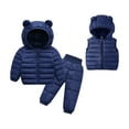 thumbnail image 1 of Fshinging Baby Kids Winter Long Sleeve Bear Ear Warm 3 Piece Set Solid Color Hooded Down Jackets+Pants Vest Coats+Pants Outfits Clothing, 1 of 3