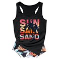 thumbnail image 1 of Fshinging Basic Cute Women Tank Top Summer Floral Print Sleeveless Letter Graphic Beach Vacation Outfits 2026 Black L, 1 of 2