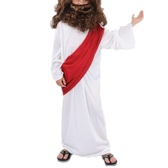 Fshinging Boy 2 Piece Set Solid Long Sleeve Robe Includes Scarf Waist Rope Kids Outfit