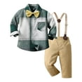 thumbnail image 1 of Fshinging Boys Pullover Hoodie and Pants Outfit Set Long Sleeve Shirt Tops Coats 3PCS Child Gentleman Bowtie Overalls Tracksuit Set Size 18-24 Months, 1 of 5