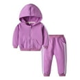 thumbnail image 1 of Fshinging Boys Sweatsuit Set 2 Piece Athletic Hoodie Sweatshirt and Active Jogger Sweatpants Unisex Baby Girls Long Sleeve Zipper Jacket Stripe Patchwork Kids Clothes Sets, 1 of 5