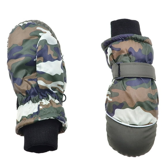 Fshinging Camouflage Toddler Mittens Warm Gloves Winter Baby Mittens Boys Girls Outdoor Skiing Kids Snow Waterproof Toddler Kids Glove Mitten