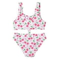 thumbnail image 1 of Fshinging Cherry Print Swimwear Girls Swimsuit Two Piece Beach Holiday Swimsuit Size 5-6 Years, 1 of 7