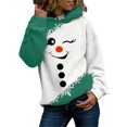 thumbnail image 1 of Fshinging Christmas Snowman Women Hoodie Cute Cartoon Graphic Long Sleeve Festive Pullover Sweatshirt Green S, 1 of 5