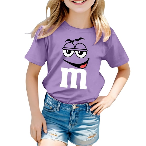 Fshinging Cute Baby Girls T-Shirts Funny Cartoon Letter Print Short Sleeve Casual Athletic Clothes Size 4-5 Years
